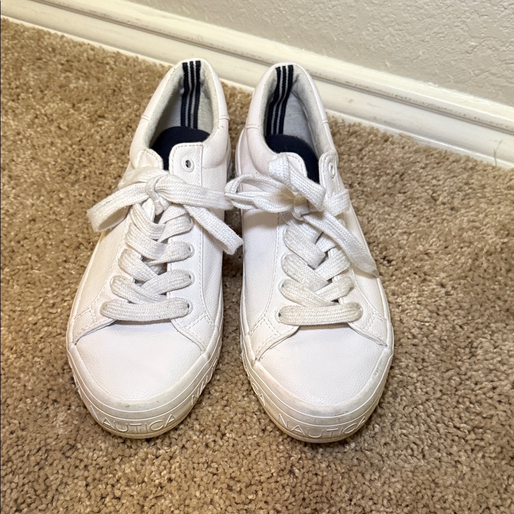Nautica Women's Classic White Lace-Up Sneakers